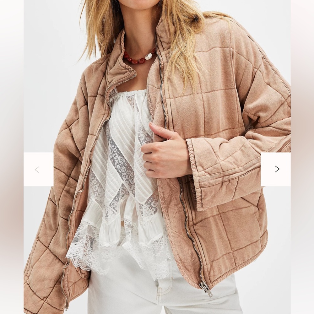Free People Dolman Quilted Jacket tan